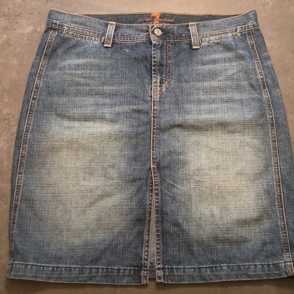 7 for all Mankind Denim Pencil Skirt w/Slit